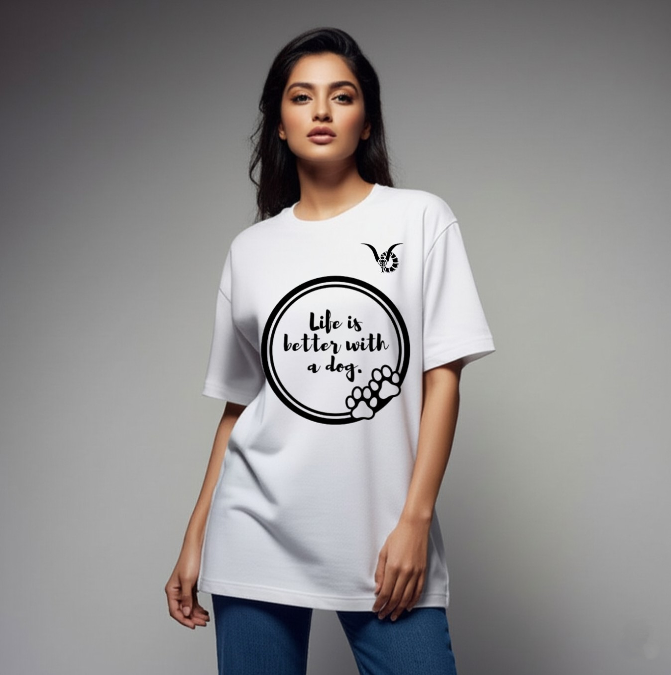 Soul Paw Unisex Oversize White T- Shirt